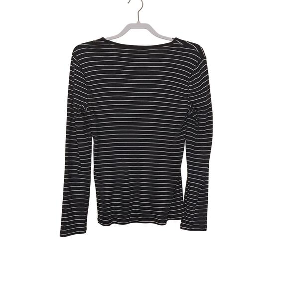 Lauren Ralph Lauren Green Label Size Large L White Black Striped Top Sweater - Picture 2 of 8